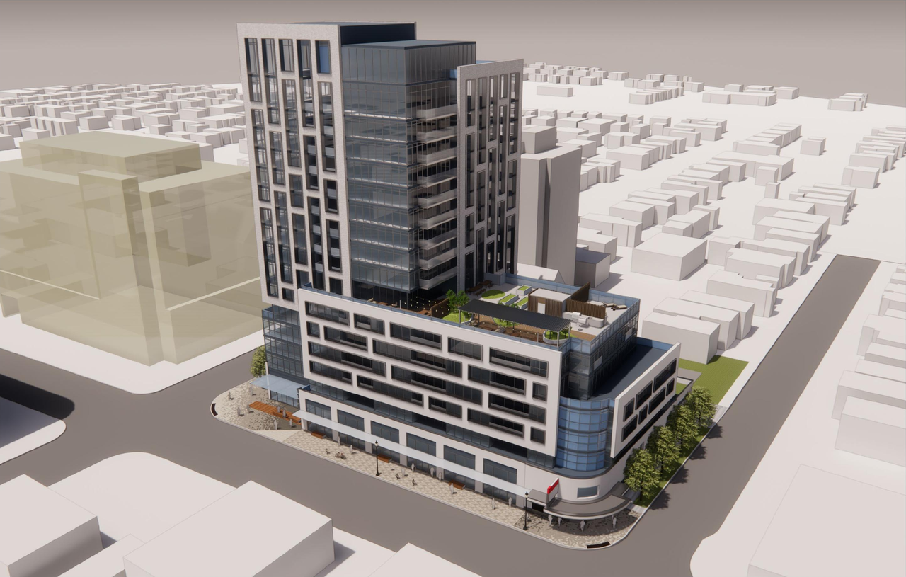 Rendering of building from page 24 of the file '2022-12-14 - Design Brief - D07-12-22-0105'