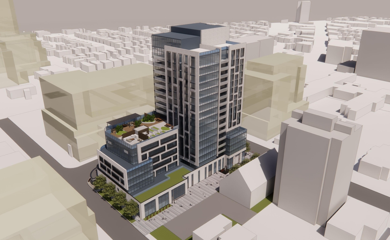 Rendering of building from page 27 of the file '2022-12-14 - Design Brief - D07-12-22-0105'