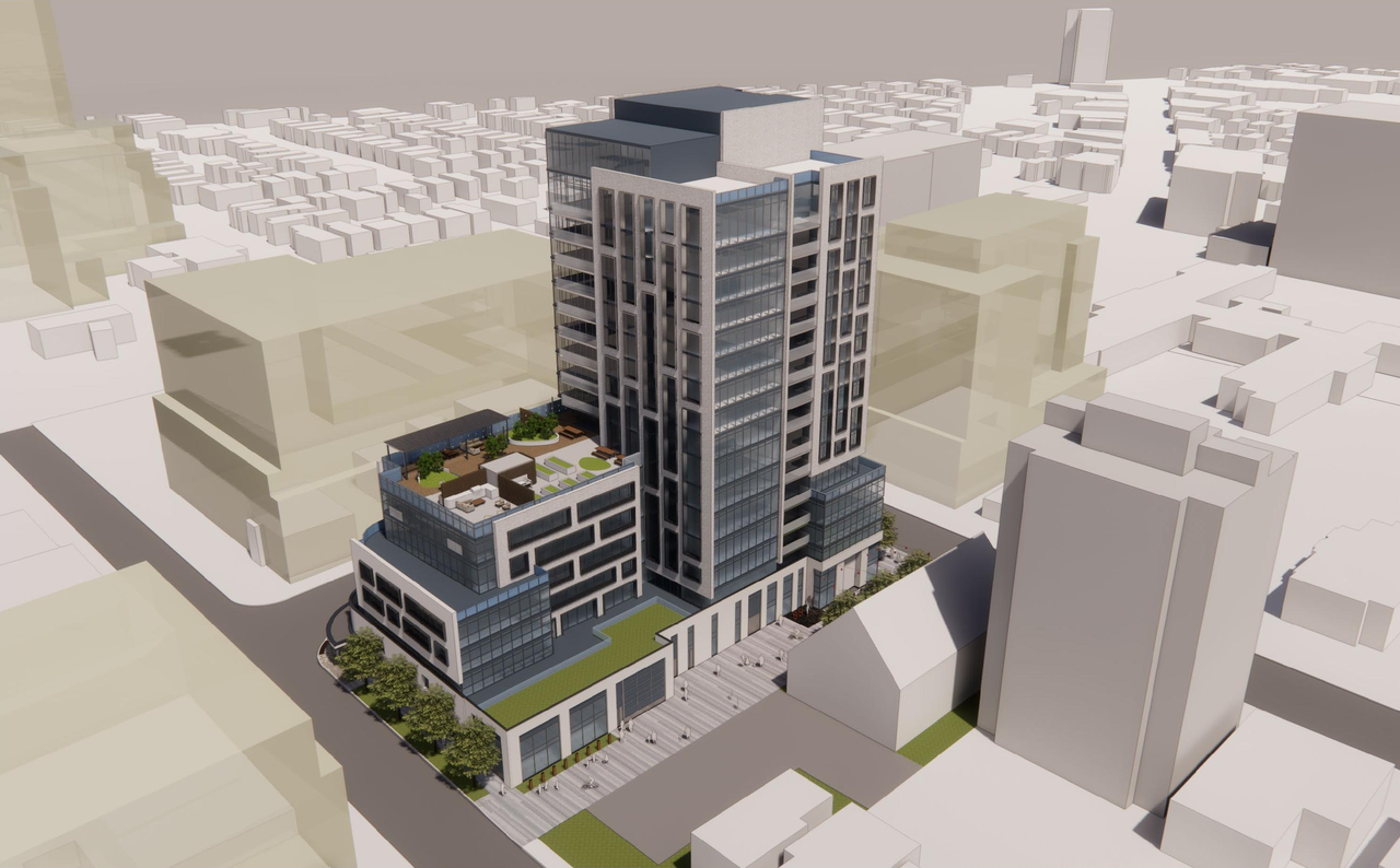 Rendering of building from page 27 of the file '2022-12-14 - Design Brief - D07-12-22-0105'