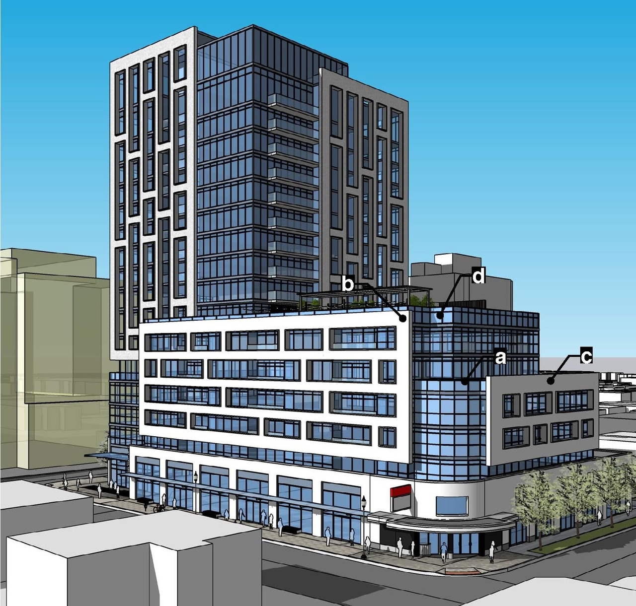 Rendering of building from page 9 of the file '2022-12-14 - Design Brief - D07-12-22-0105'