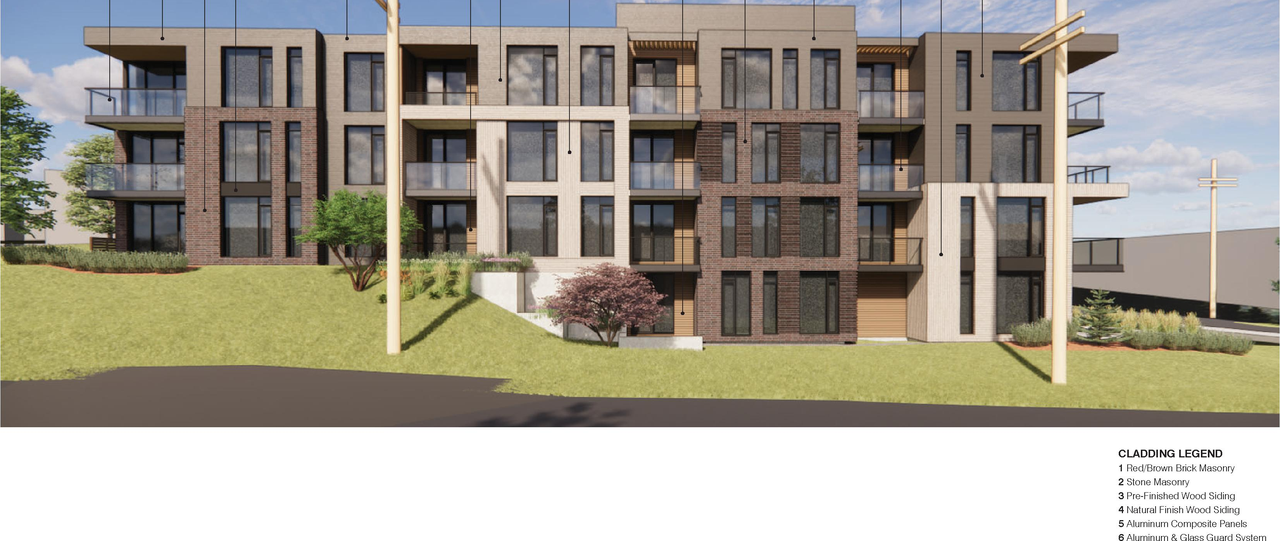 Rendering of building from page 13 of the file '25-07-22 - Design Brief - D07-12-22-0114'