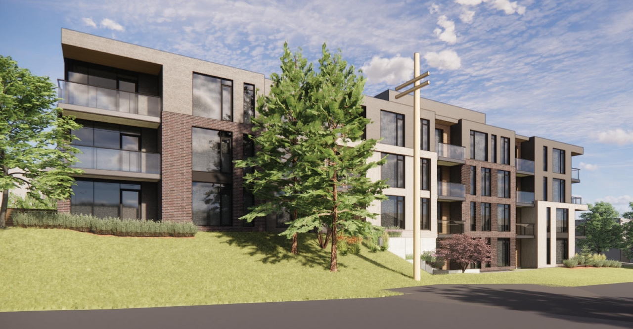 Rendering of building from page 14 of the file '25-07-22 - Design Brief - D07-12-22-0114'