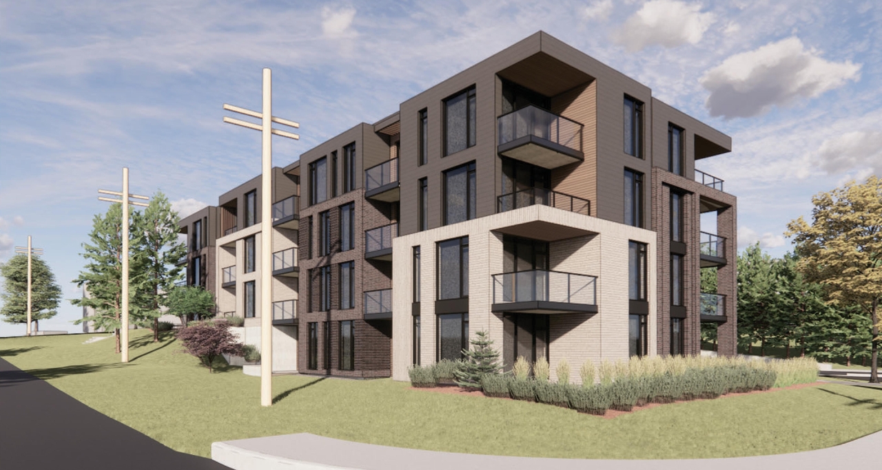 Rendering of building from page 3 of the file '25-07-22 - Design Brief - D07-12-22-0114'