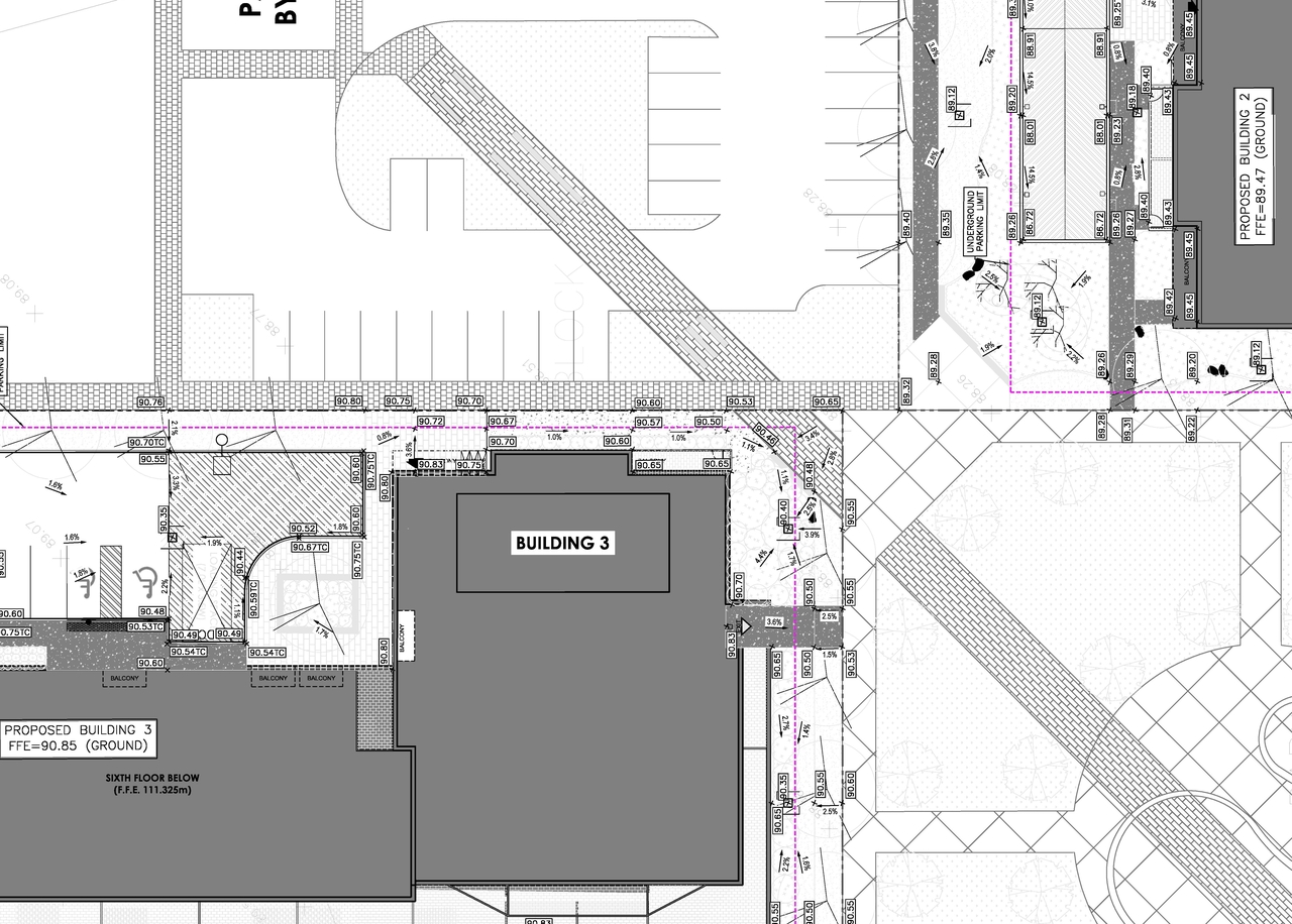 Construction site plan for project from page 110 of the file '2022-08-30 - Design Brief - D07-12-22-0127'