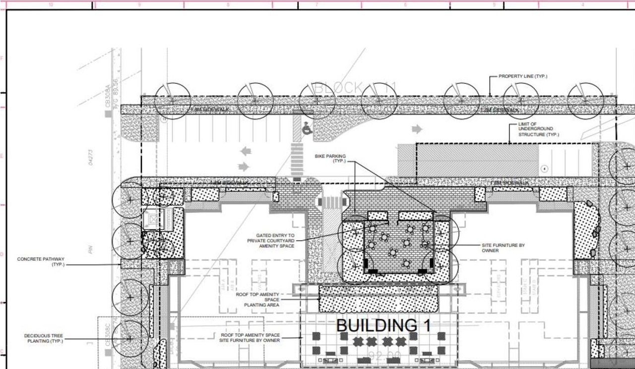 Construction site plan for project from page 7 of the file '2022-08-30 - Design Brief - D07-12-22-0127 (2)'