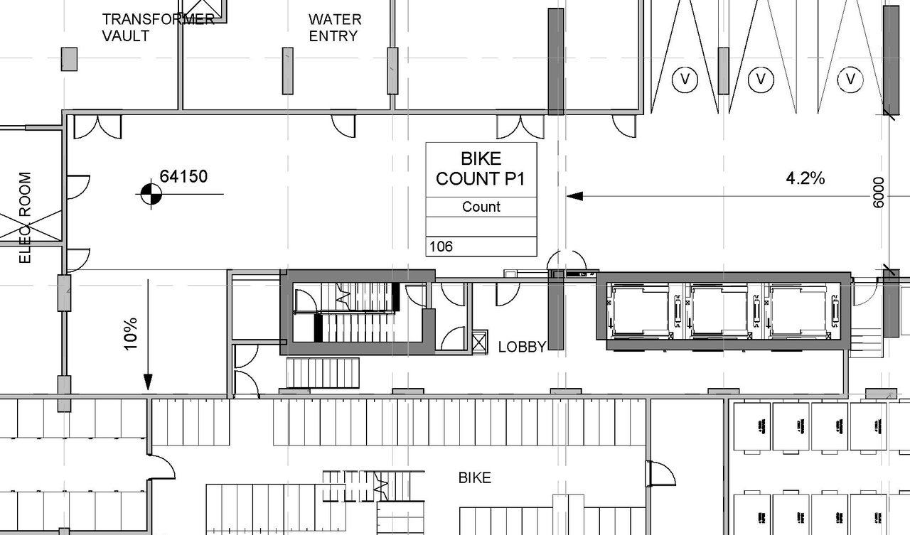 Construction site plan for project from page 1 of the file '2023-07-13 - Elevation, Floor, Sunshade, Perspectives Plans - D07-12-22-0128'