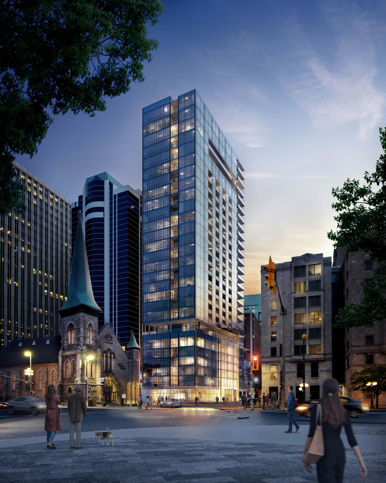 Rendering of building from page 11 of the file '2023-07-13 - Elevation, Floor, Sunshade, Perspectives Plans - D07-12-22-0128'