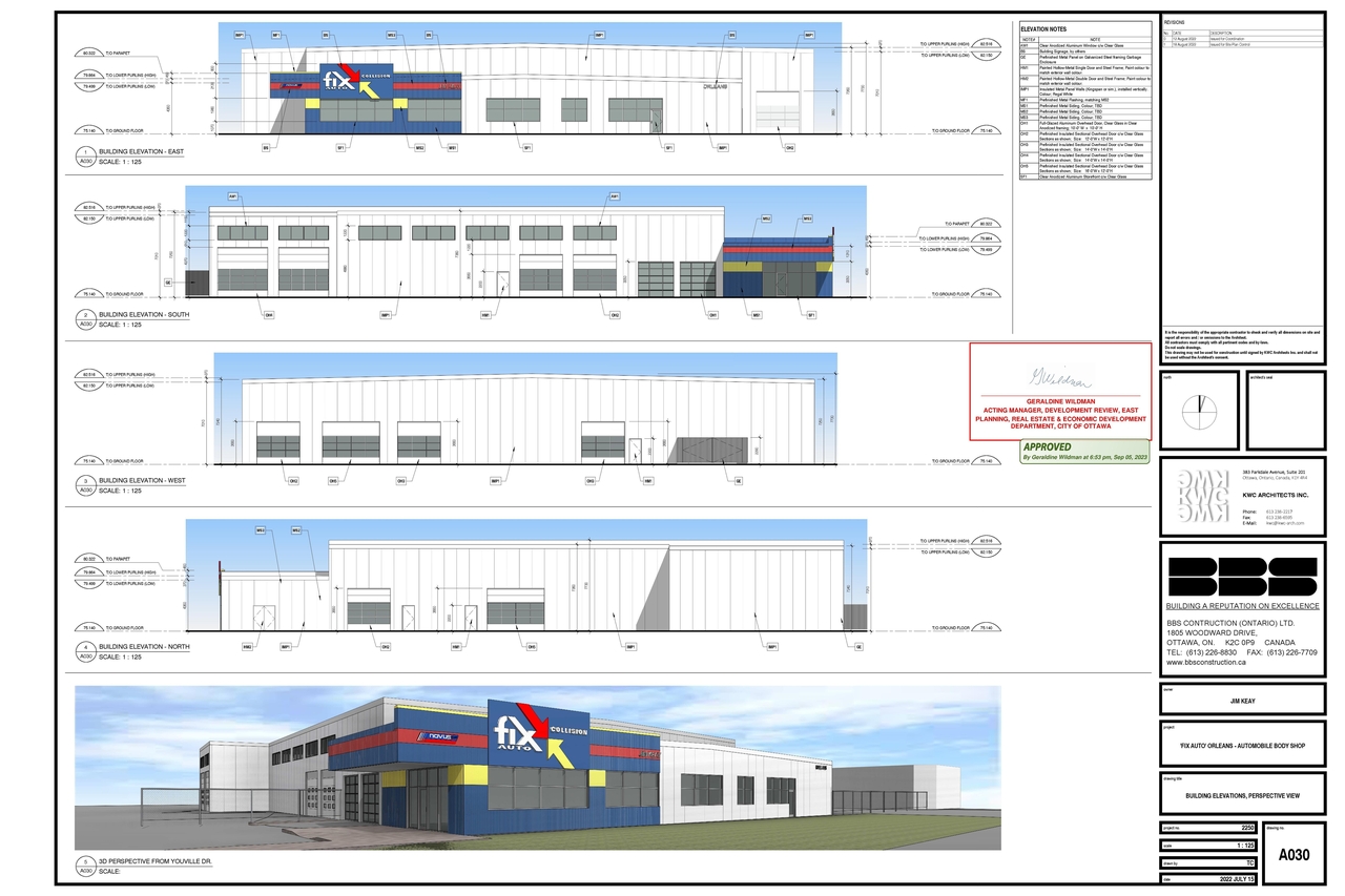 Image from page 1 of the file '2023-09-08 - Approved Building Elevations & Perspective View - D07-12-22-0130'