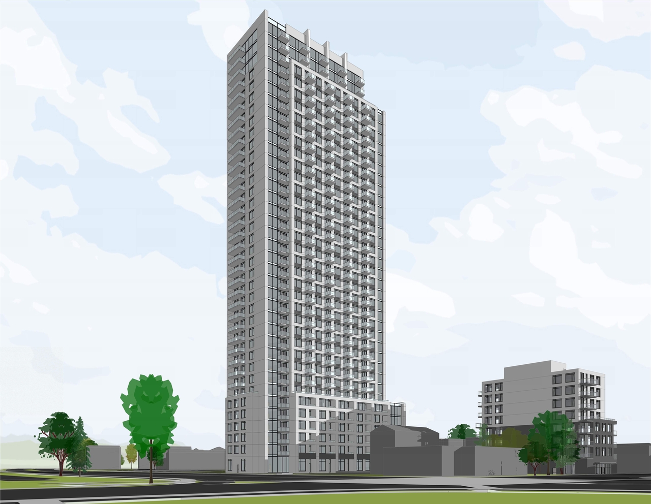 Rendering of building from page 1 of the file '2022-09-19 - Perspectives - Phase 1 and 2 - D07-12-22-0138'