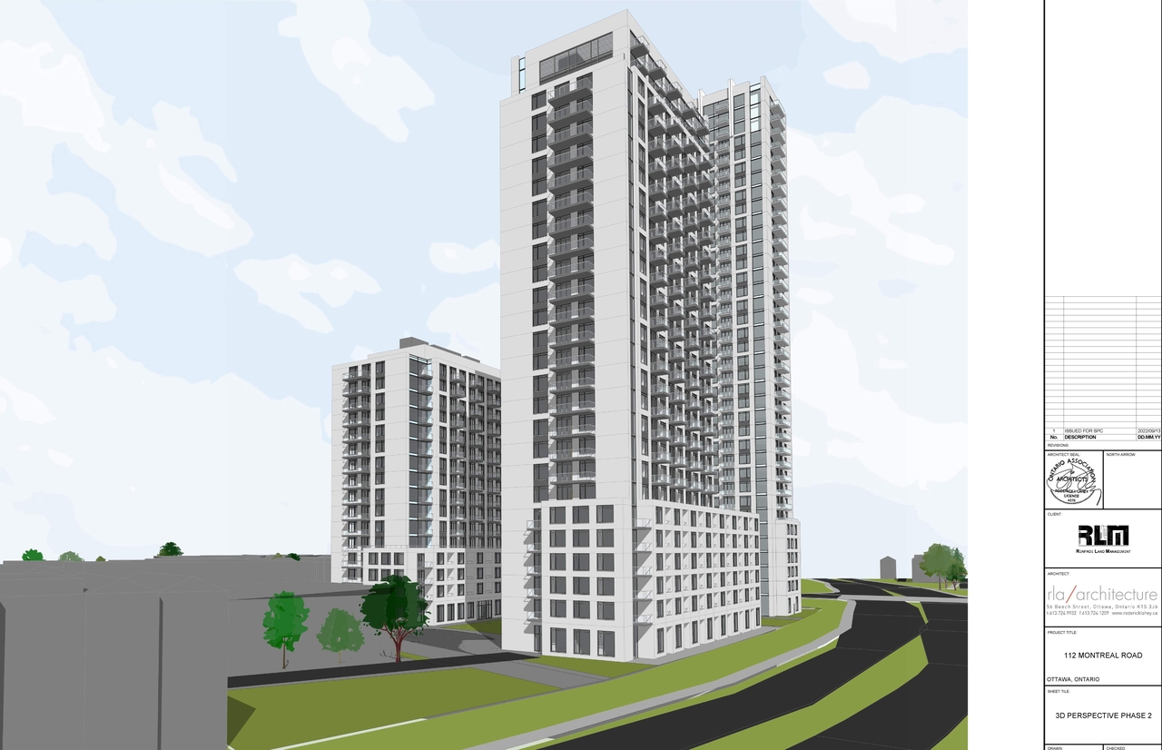 Rendering of building from page 6 of the file '2022-09-19 - Perspectives - Phase 1 and 2 - D07-12-22-0138'