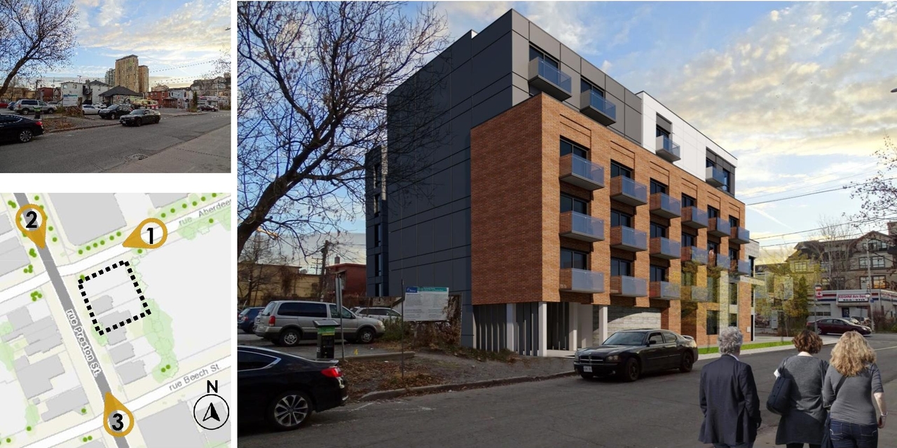 Rendering of building from page 31 of the file '2024-12-23 - Design Brief - D07-12-22-0165'
