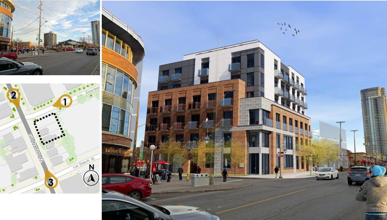 Rendering of building from page 32 of the file '2024-12-23 - Design Brief - D07-12-22-0165'