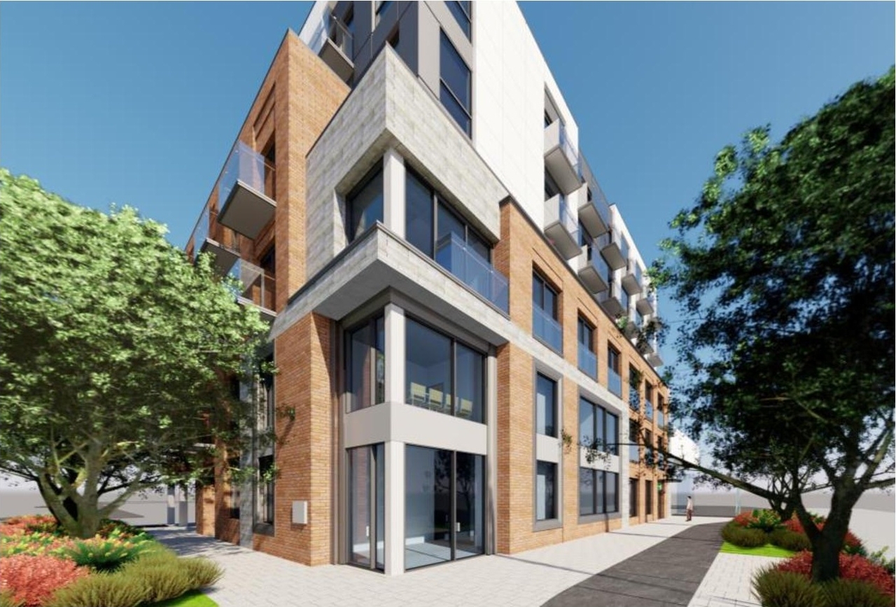 Rendering of building from page 8 of the file '2024-12-23 - Design Brief - D07-12-22-0165'