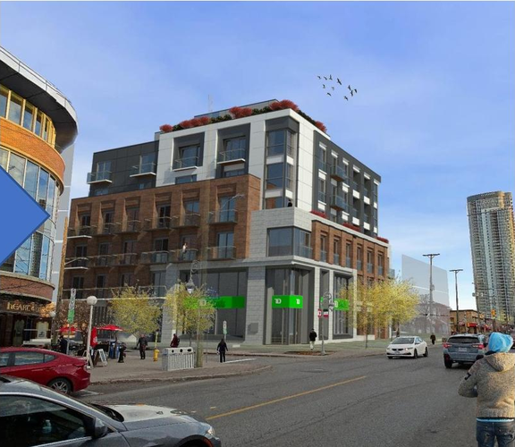Rendering of building from page 42 of the file '2022-12-02 - Design Brief - D07-12-22-0165'
