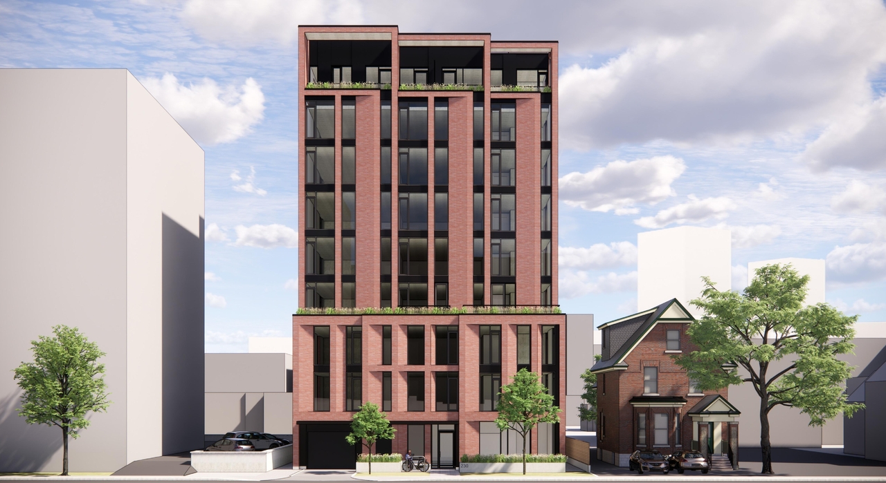 Rendering of building from page 5 of the file '2022-12-02 - Design Brief - D07-12-22-0166'