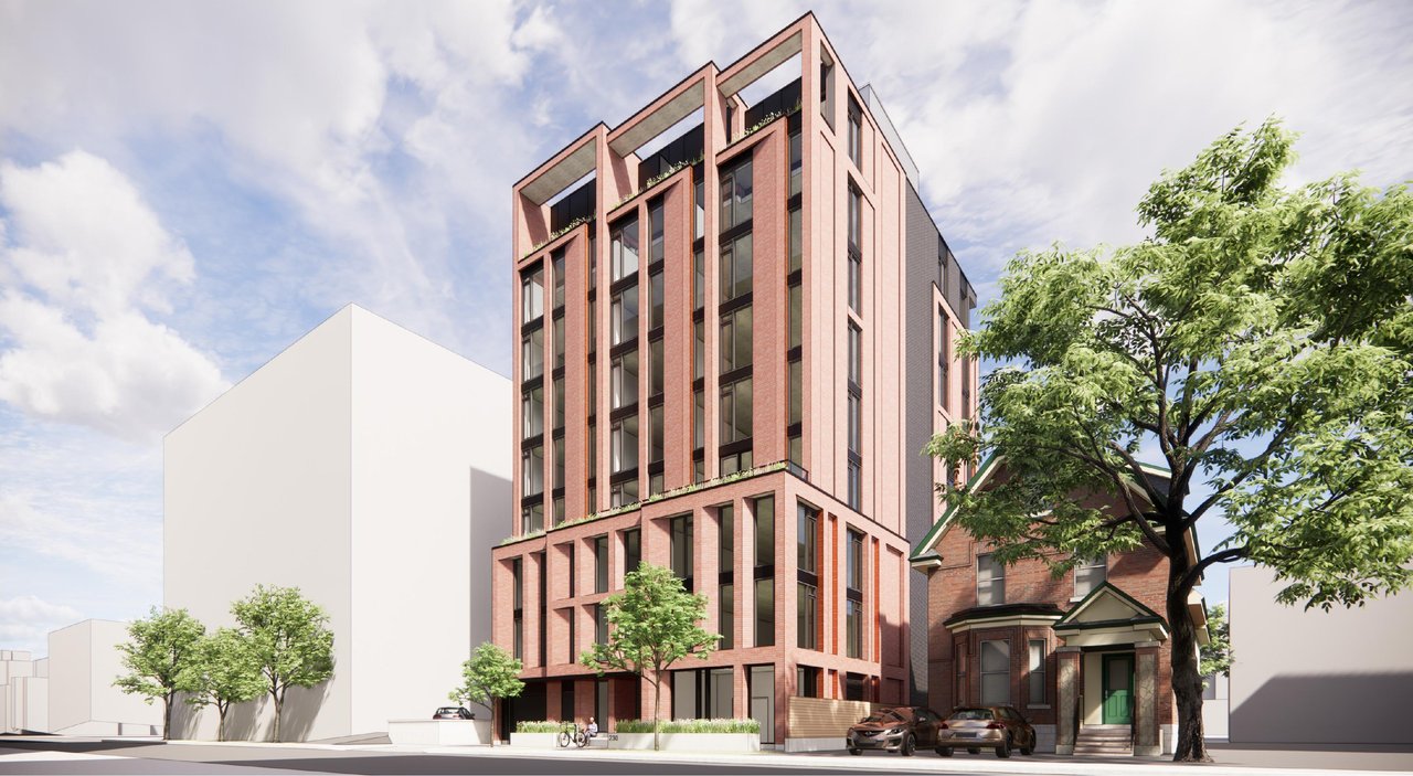 Rendering of building from page 6 of the file '2022-12-02 - Design Brief - D07-12-22-0166'