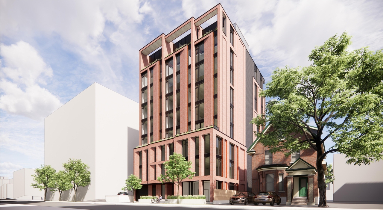 Rendering of building from page 6 of the file '2022-12-02 - Design Brief - D07-12-22-0166'