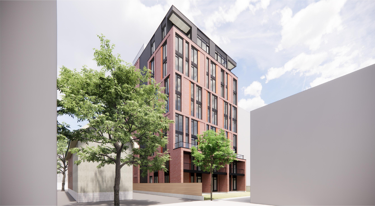 Rendering of building from page 7 of the file '2022-12-02 - Design Brief - D07-12-22-0166'