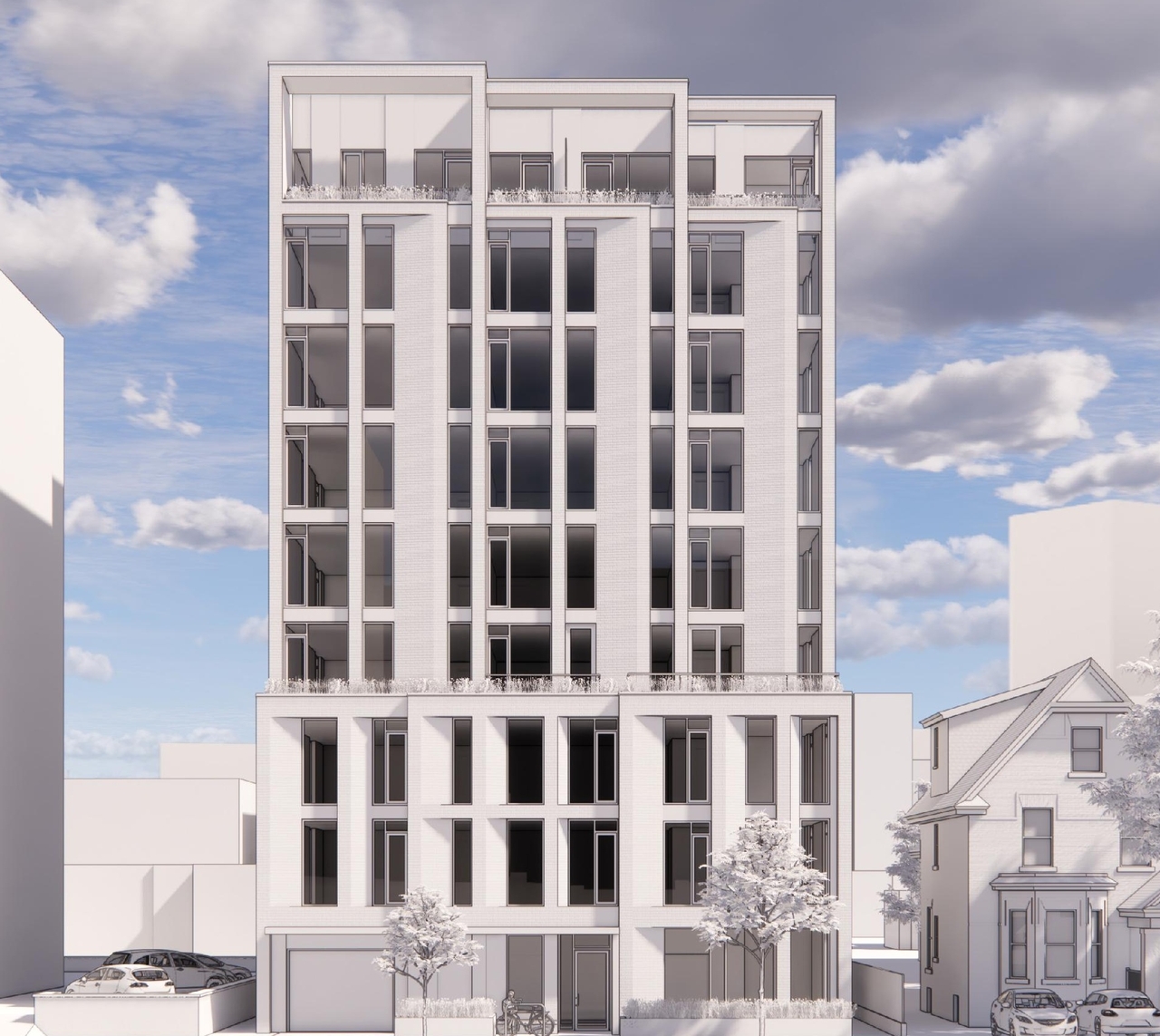 Rendering of building from page 9 of the file '2022-12-02 - Design Brief - D07-12-22-0166'