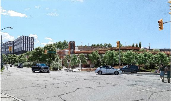 Rendering of building from page 73 of the file '2023-04-17 - Design Brief - D07-12-22-0168'
