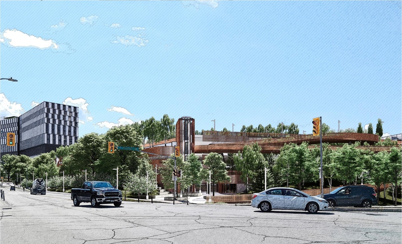 Rendering of building from page 20 of the file '2023-08-03 - Design Drawings - D07-12-22-0168'