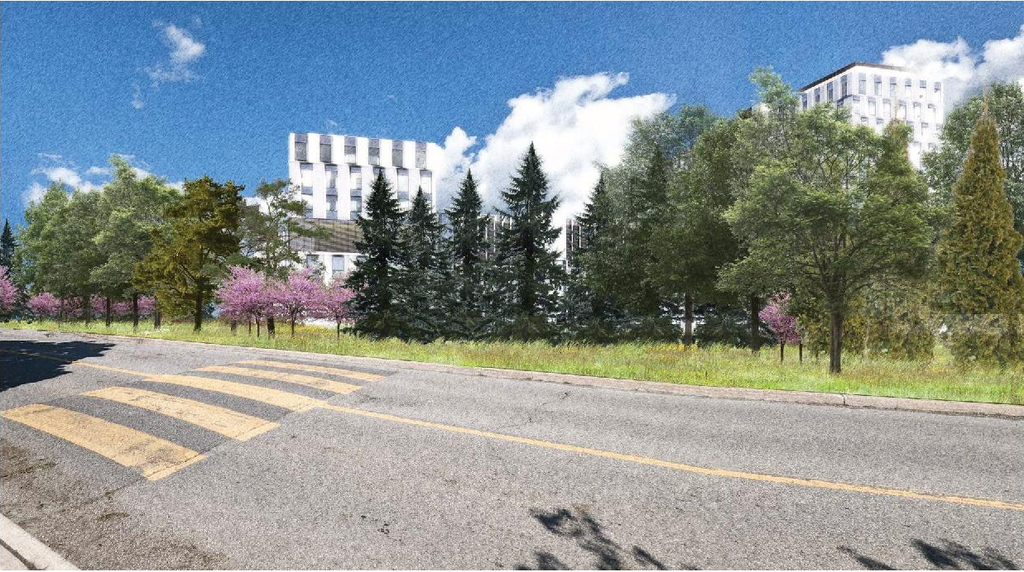 Rendering of building from page 21 of the file '2023-08-03 - Design Drawings - D07-12-22-0168'