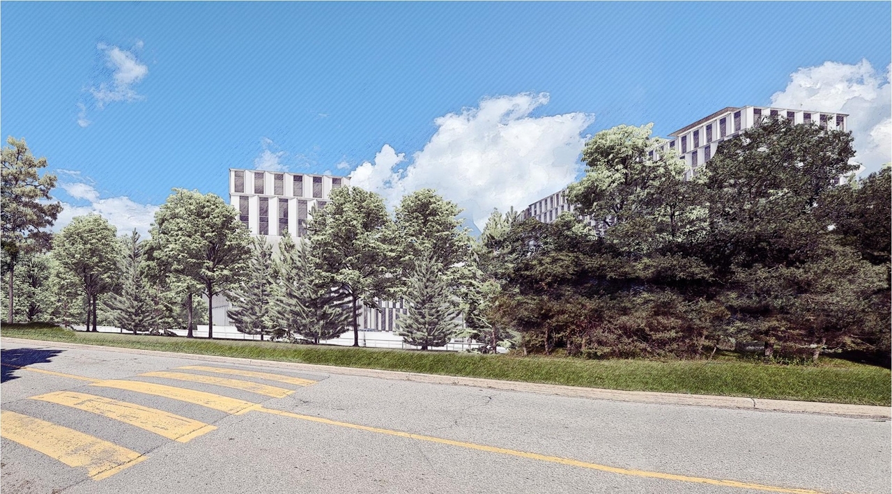 Rendering of building from page 16 of the file '2022-12-07 - Site Plan Control and FLUDA Design Drawings - D07-12-22-0168'