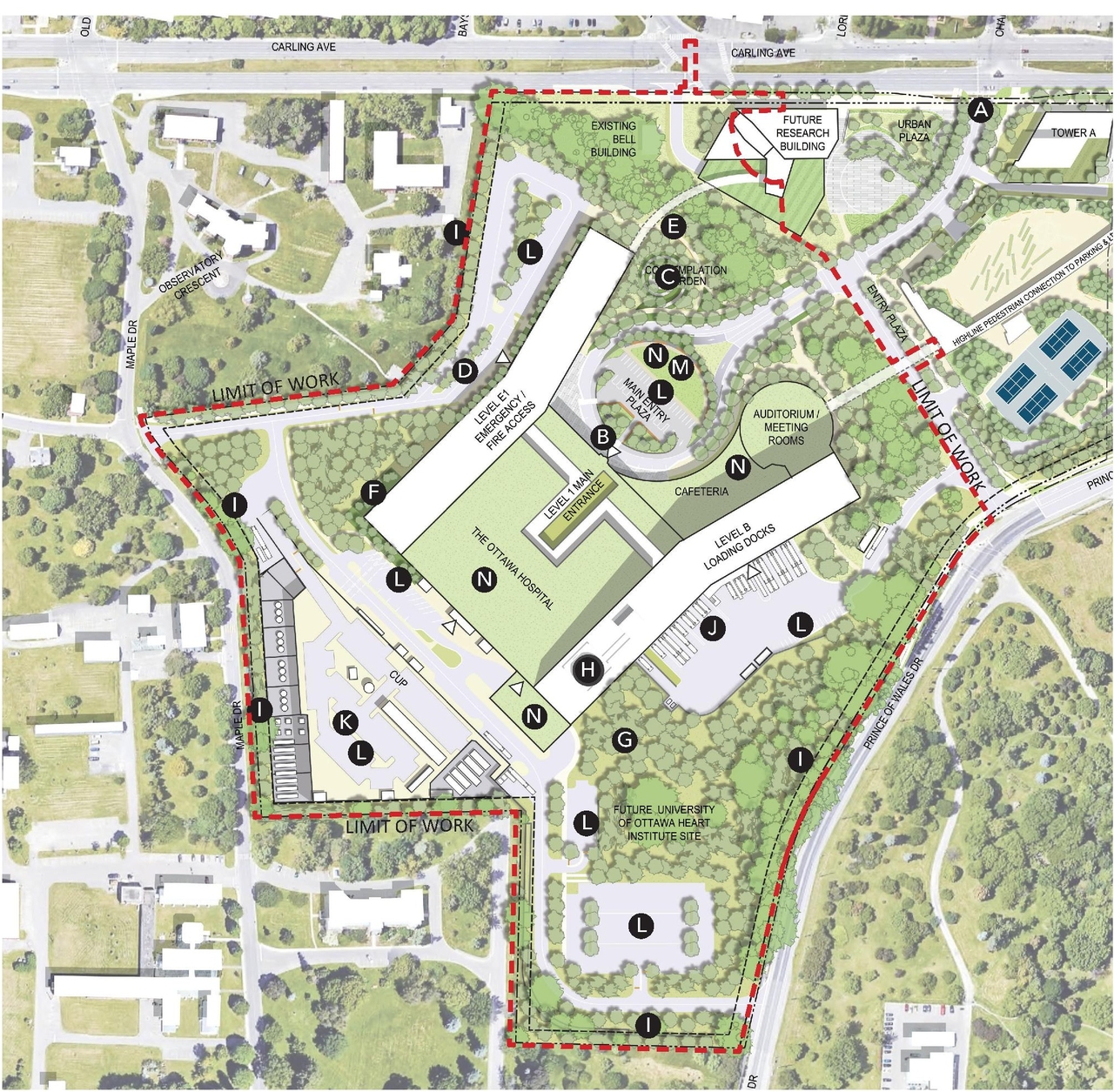 Construction site plan for project from page 4 of the file '2022-12-07 - Site Plan Control and FLUDA Design Drawings - D07-12-22-0168'