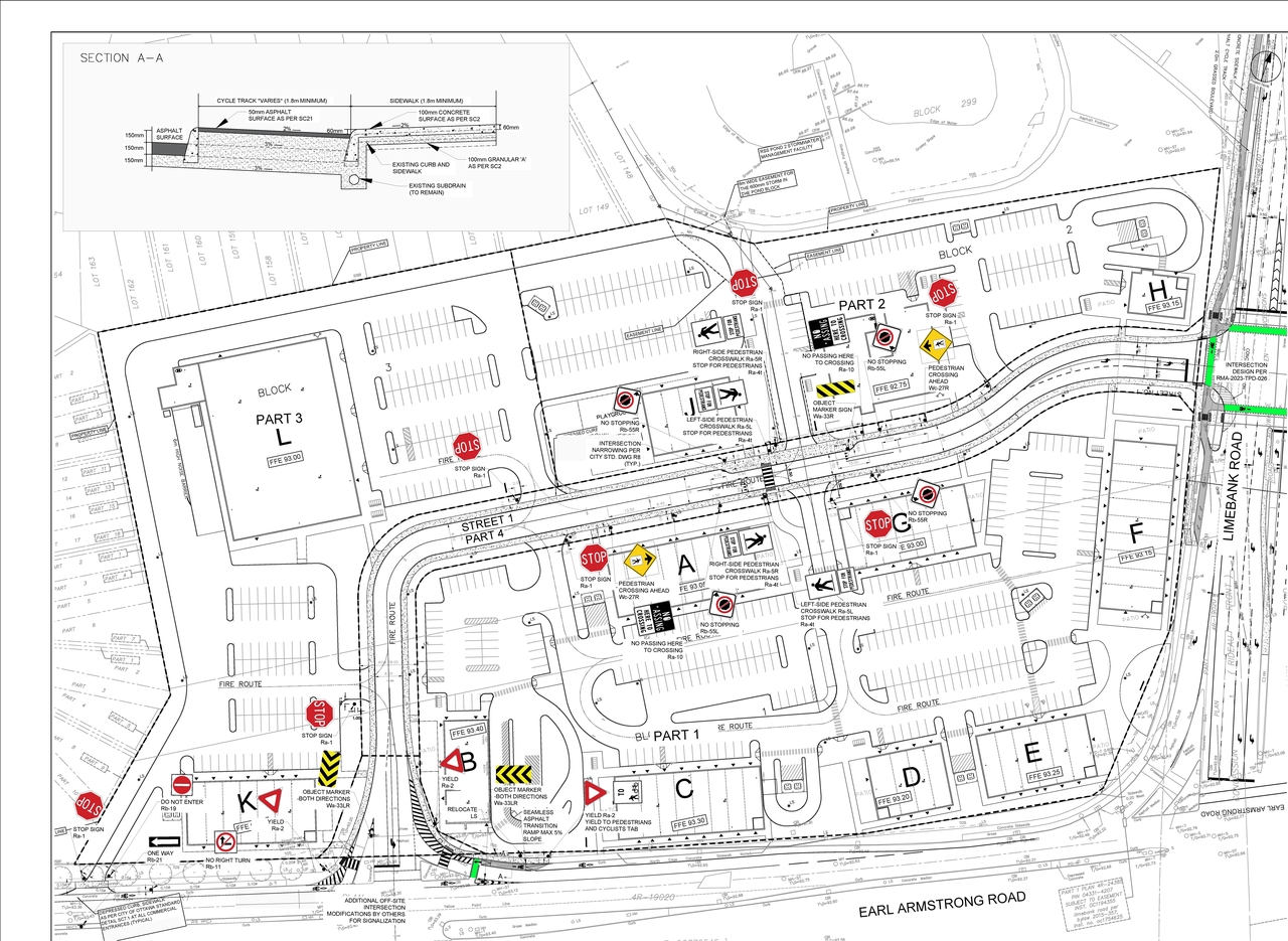 Construction site plan for project from page 2 of the file '2023-07-25 - Geometric Roadway Design Drawing - D07-12-22-0169'