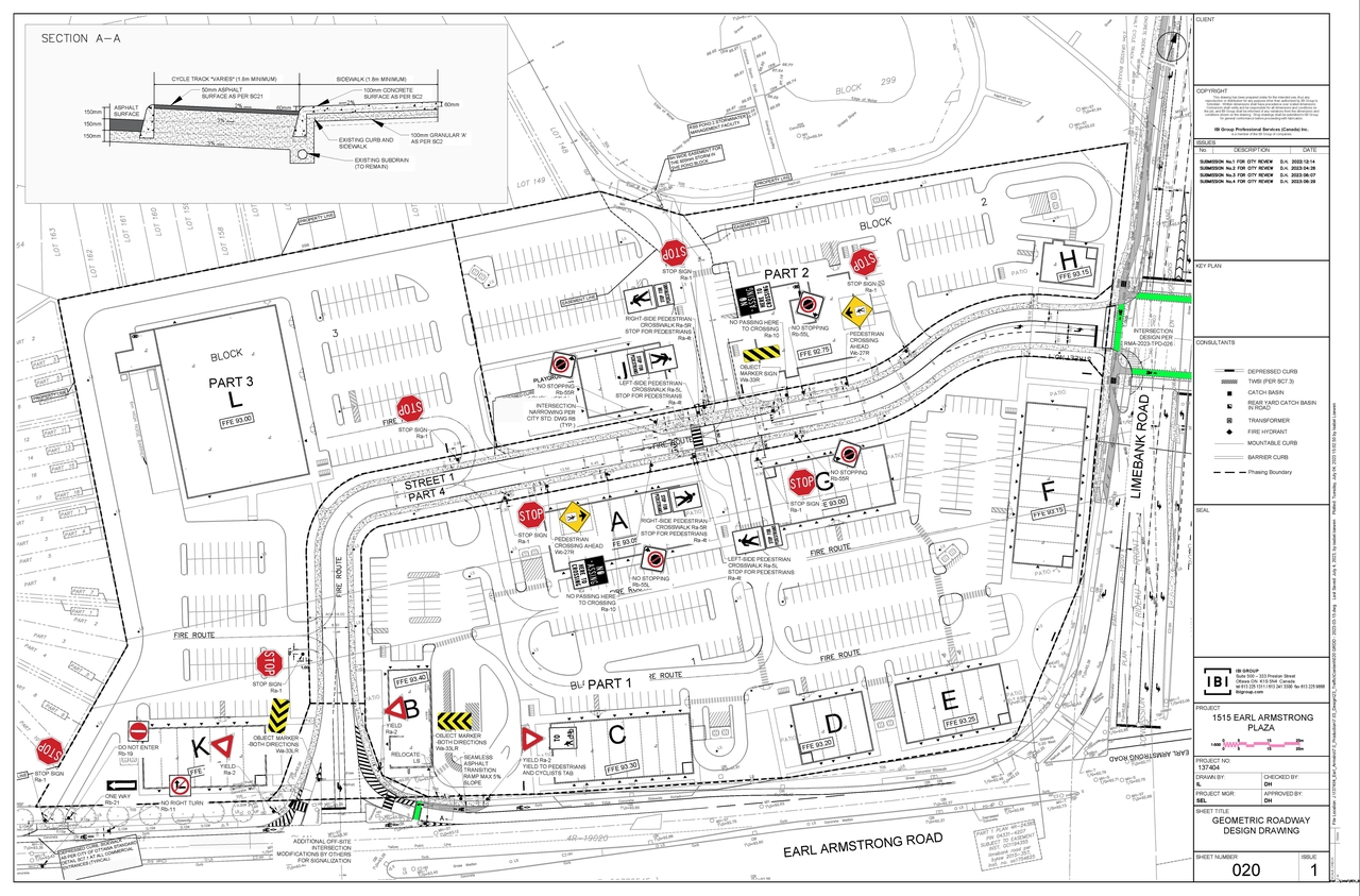 Construction site plan for project from page 2 of the file '2023-07-25 - Geometric Roadway Design Drawing - D07-12-22-0169'