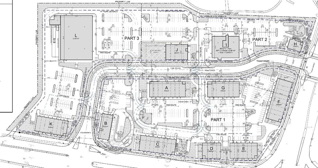 Construction site plan for project from page 29 of the file '2023-07-25 - Design Brief - D07-12-22-0169'