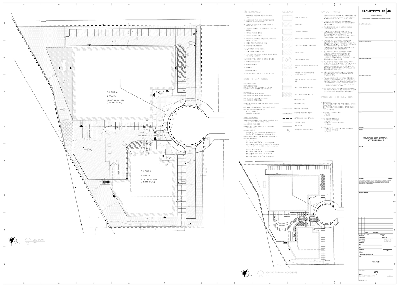 Construction site plan for project from page 54 of the file '2022-12-21 - Planning Rationale and Design Brief - D07-12-22-0175'