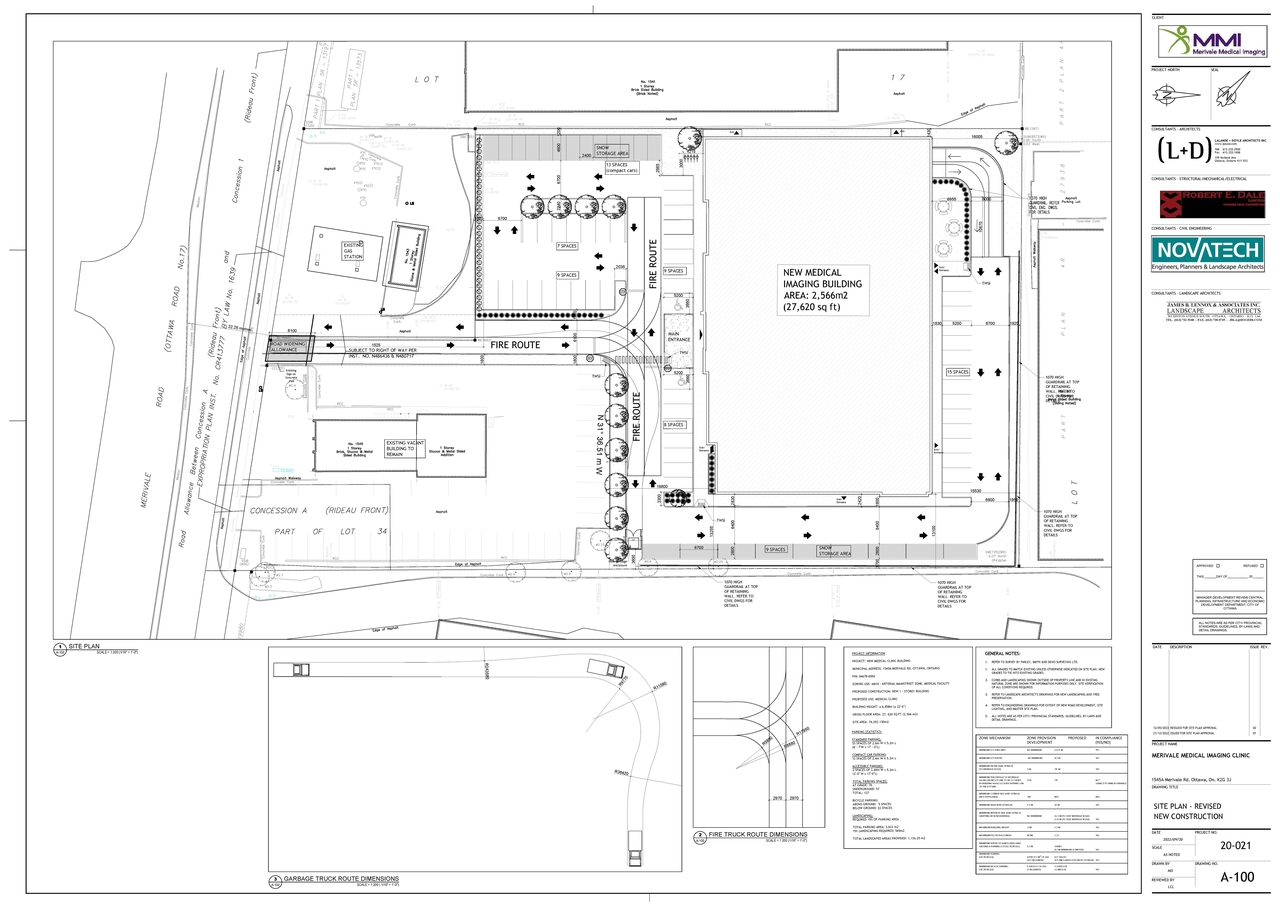 Construction site plan for project from page 1 of the file '05-19-2023 - Revised Site Plan Floor Plans Elevations - D07-12-22-0190'