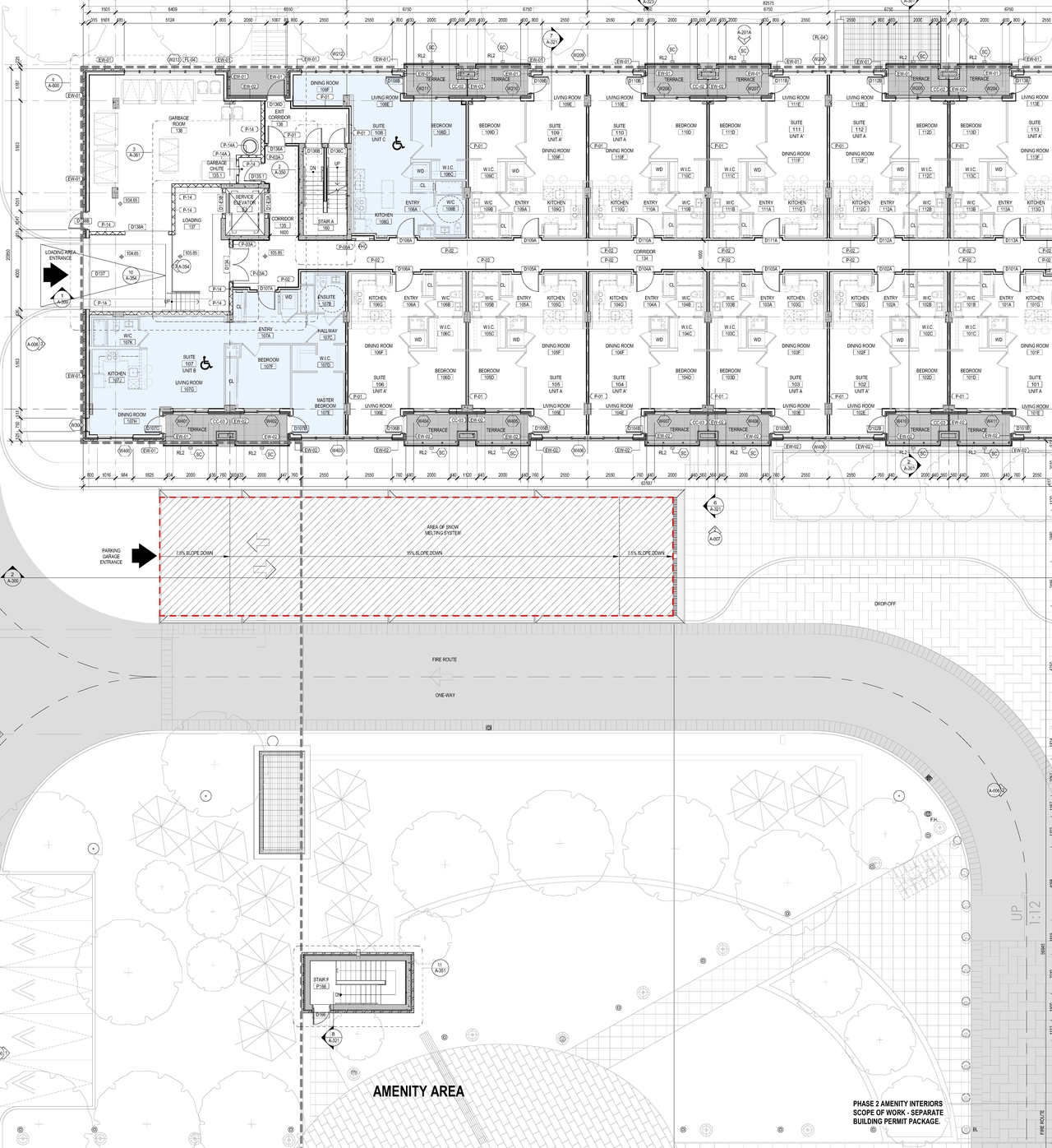 Construction site plan for project from page 6 of the file '2023-03-03 - Floor Plans - D07-12-23-0004'