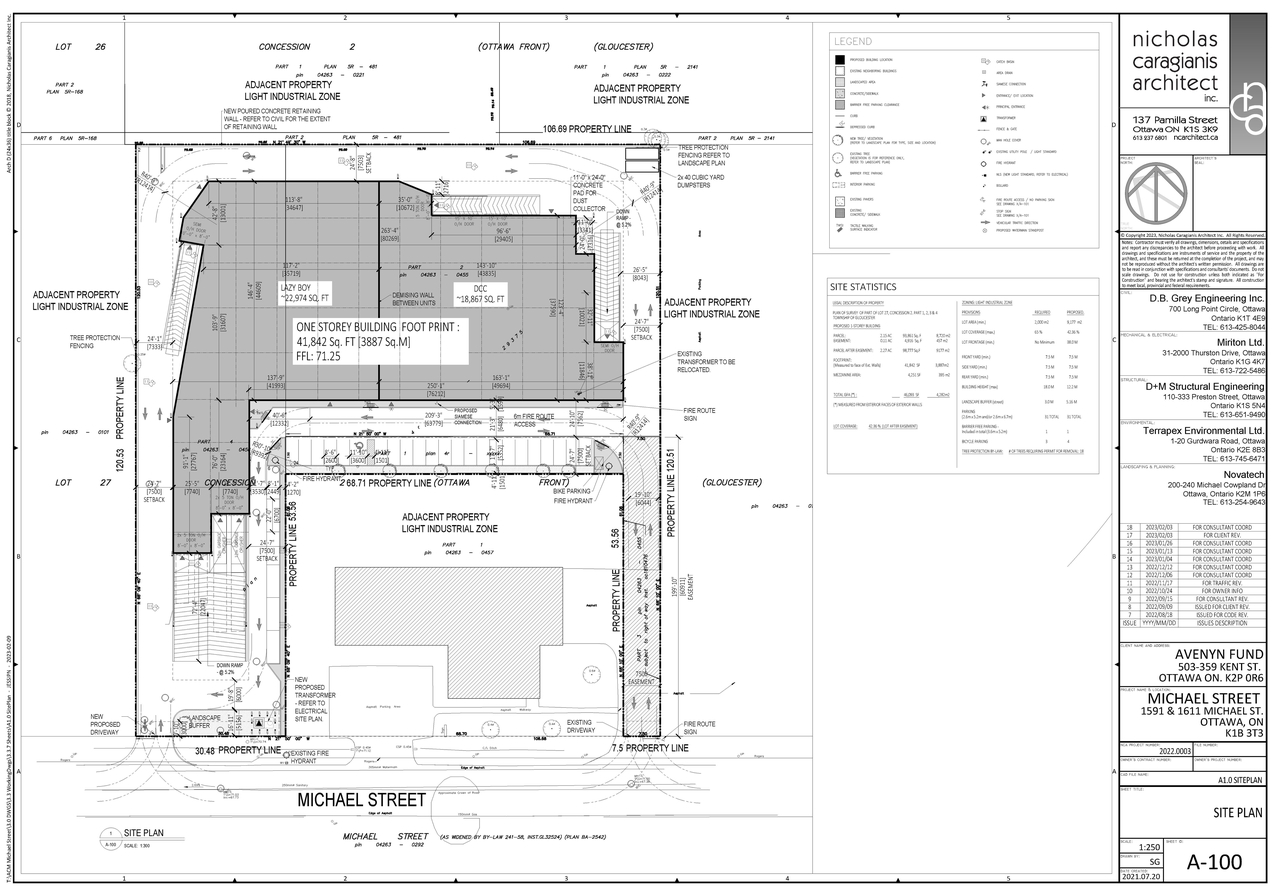Construction site plan for project from page 27 of the file '2023-02-22 - Planning Rationale & Design Brief - D07-12-23-0017'