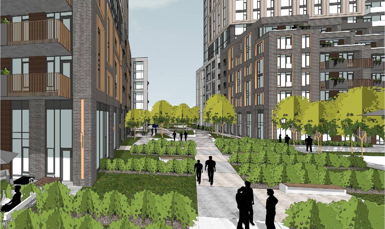 Rendering of building from page 8 of the file '2024-04-17 - Design Brief - D07-12-23-0019'
