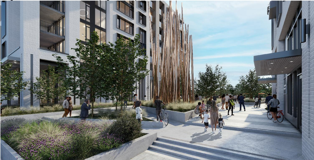 Rendering of building from page 9 of the file '2024-04-17 - Design Brief - D07-12-23-0019'