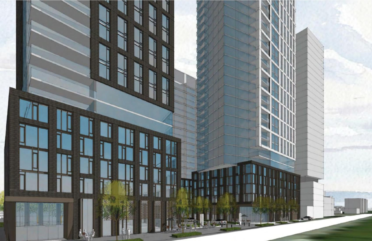 Rendering of building from page 1 of the file '2023-05-11 - Planning Rationale & Design Brief -D07-12-23-0019'