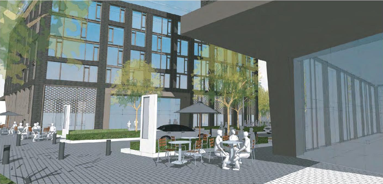 Rendering of building from page 21 of the file '2023-05-11 - Planning Rationale & Design Brief -D07-12-23-0019'