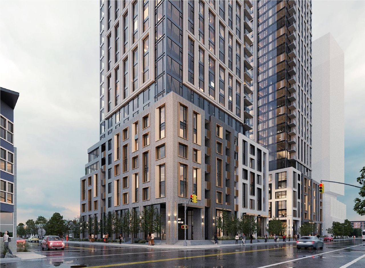 Rendering of building from page 10 of the file '2024-07-22 - Design Brief - D07-12-23-0019'