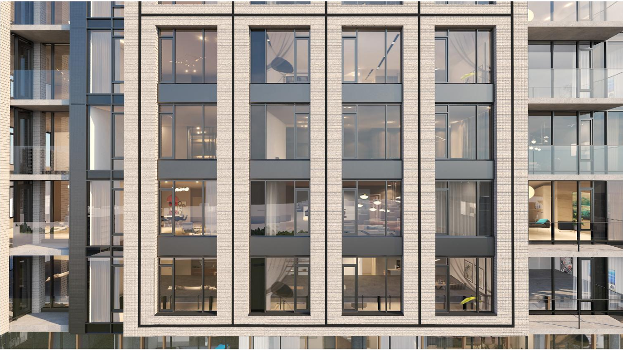 Rendering of building from page 11 of the file '2024-07-22 - Design Brief - D07-12-23-0019'