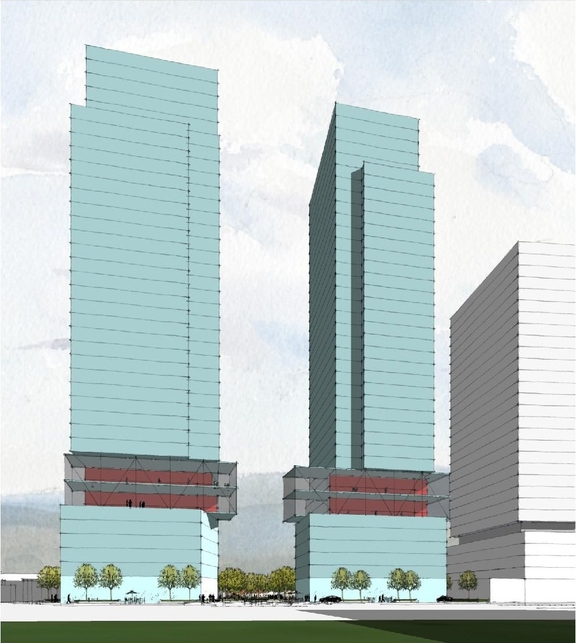Rendering of building from page 22 of the file '2024-07-22 - Design Brief - D07-12-23-0019'