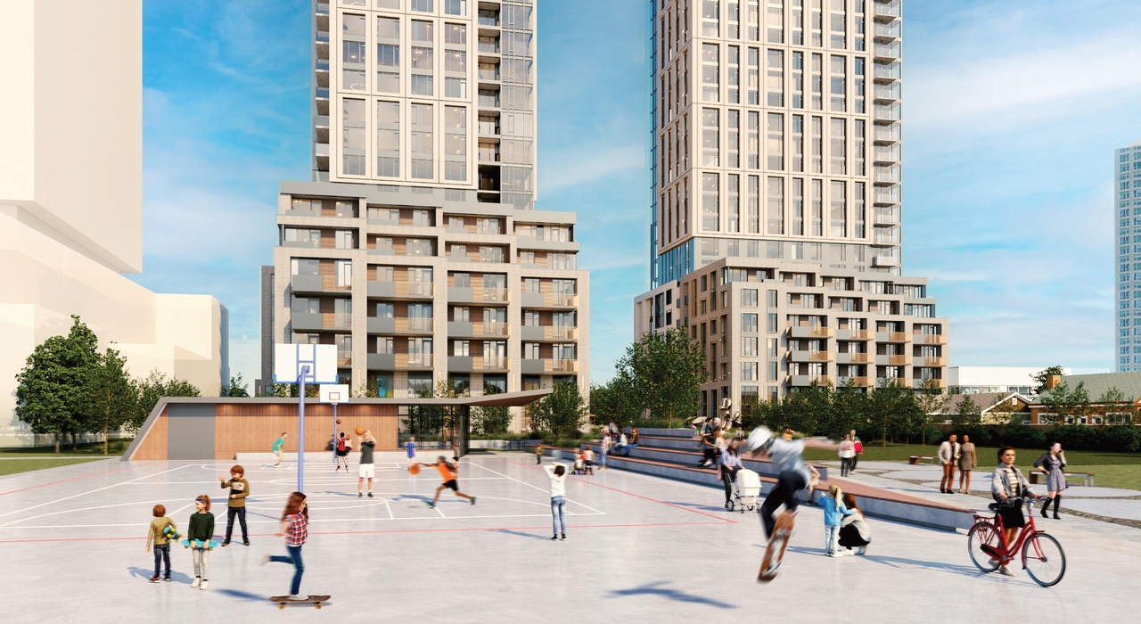 Rendering of building from page 32 of the file '2024-07-22 - Design Brief - D07-12-23-0019'