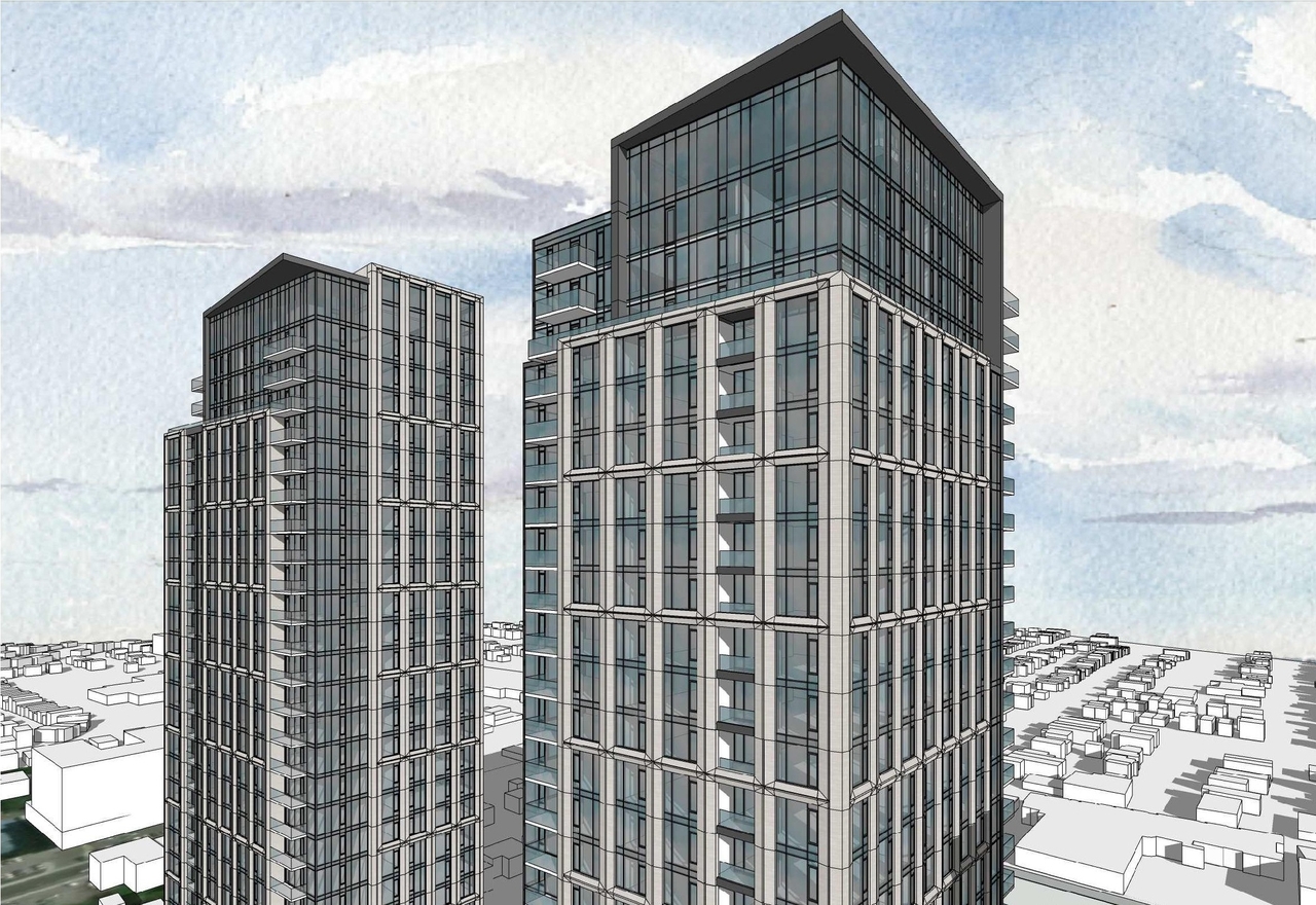 Rendering of building from page 10 of the file '2023-03-31 - Design Brief - D07-12-23-0019'