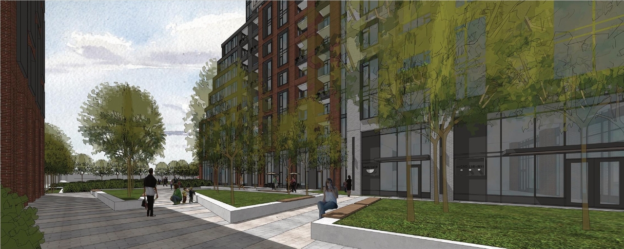 Rendering of building from page 12 of the file '2023-03-31 - Design Brief - D07-12-23-0019'