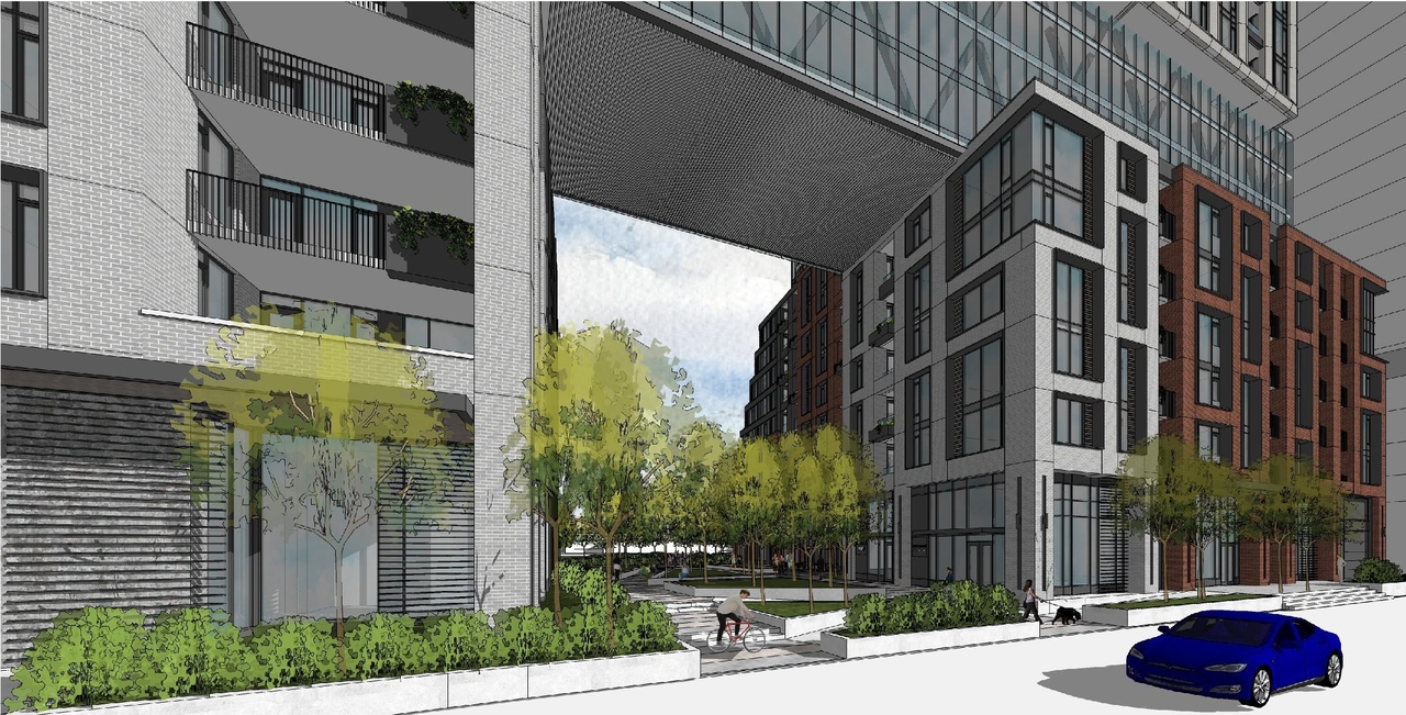 Rendering of building from page 7 of the file '2023-03-31 - Design Brief - D07-12-23-0019'