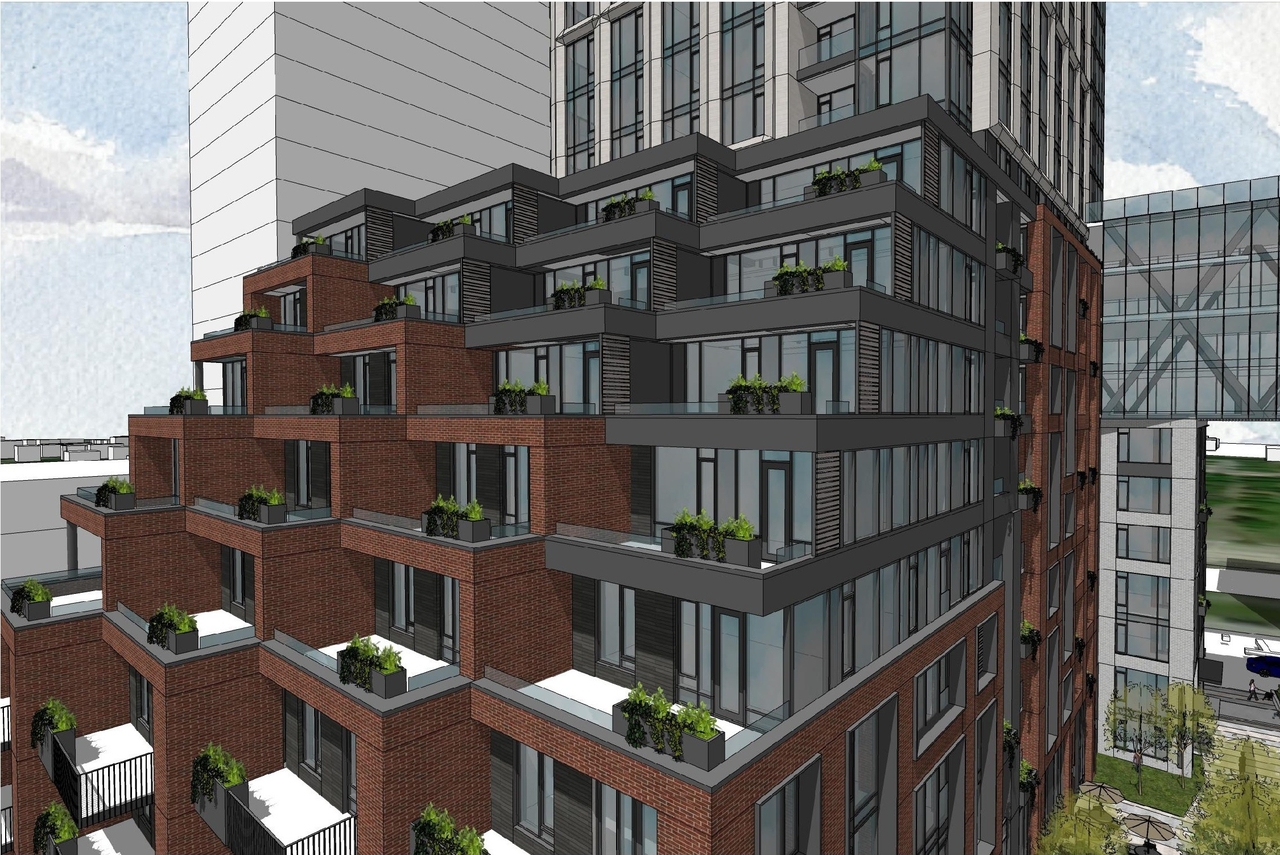 Rendering of building from page 8 of the file '2023-03-31 - Design Brief - D07-12-23-0019'