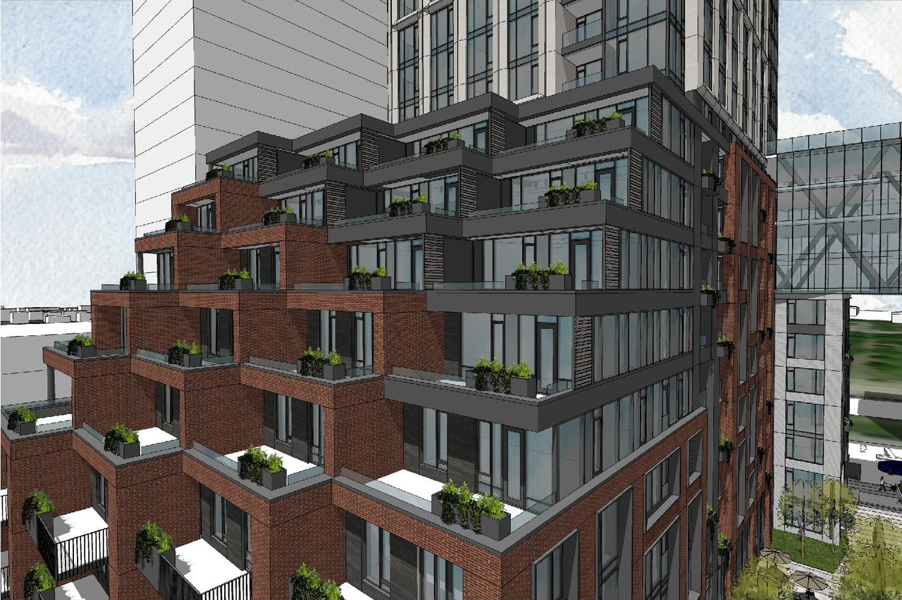 Rendering of building from page 8 of the file '2023-03-31 - Design Brief - D07-12-23-0019'