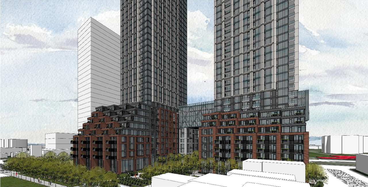 Rendering of building from page 9 of the file '2023-03-31 - Design Brief - D07-12-23-0019'