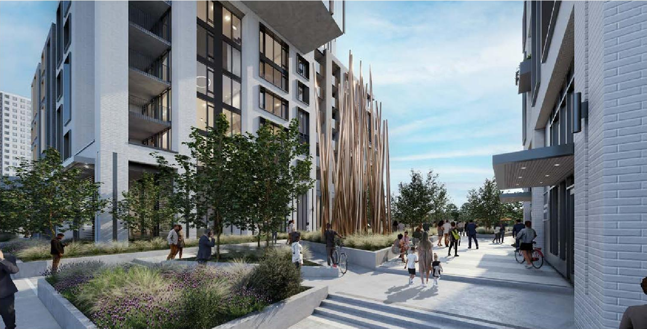 Rendering of building from page 9 of the file '2023-10-19 - Design Brief - D07-12-23-0019'